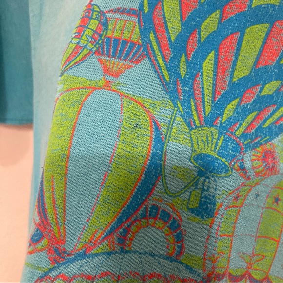 VTG Single Stitch New Mexico Hot Air Balloon Shirt Turquoise Bright Design - Picture 7 of 12